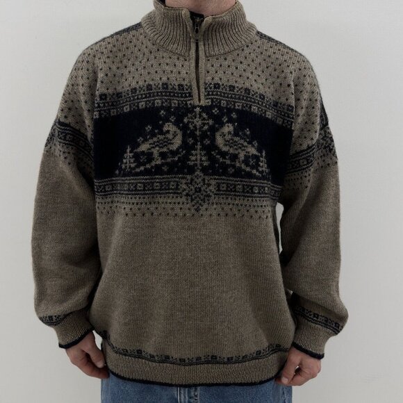 ISO : Dale of Norway Beige / black half zip in large - Picture 1 of 2